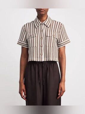 NWOT Veronica Beard Bouvier Knit Striped Shirt Top Size Small